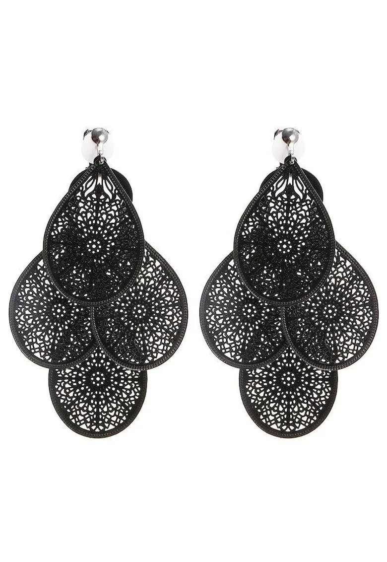 Pursehuit Cercei negri - cu clips si petale - Edele C2 -
