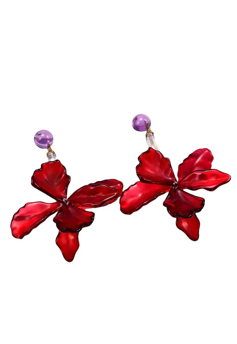 Pursehuit Cercei rosii - forma de floare - Delphine C1 -