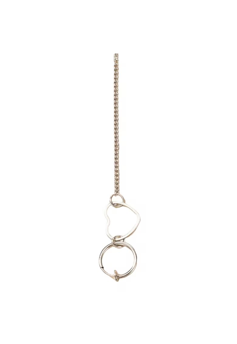 Pursehuit Cercel ear cuff - argintiu - cu lant si inima - Stela C26 -
