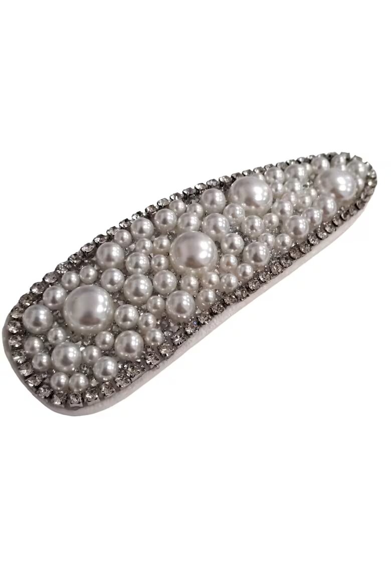 Pursehuit Clama alba - cu perlute si pietre - Maybel C3