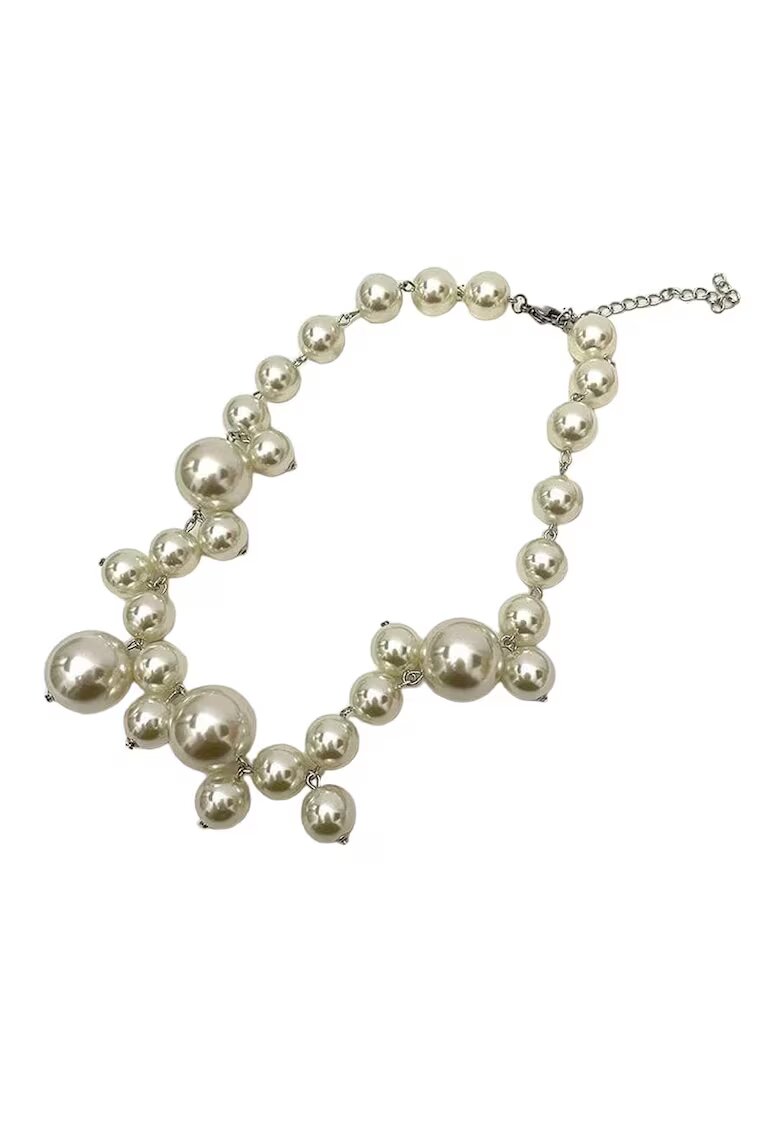 Pursehuit Colier argintiu - asimetric - cu perle - Olli C19