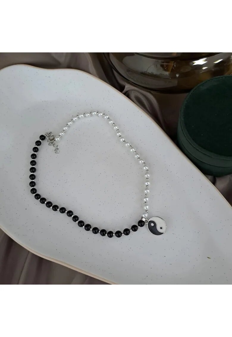 Pursehuit Colier argintiu - cu perle - Yin si Yang - Destiny C14 -