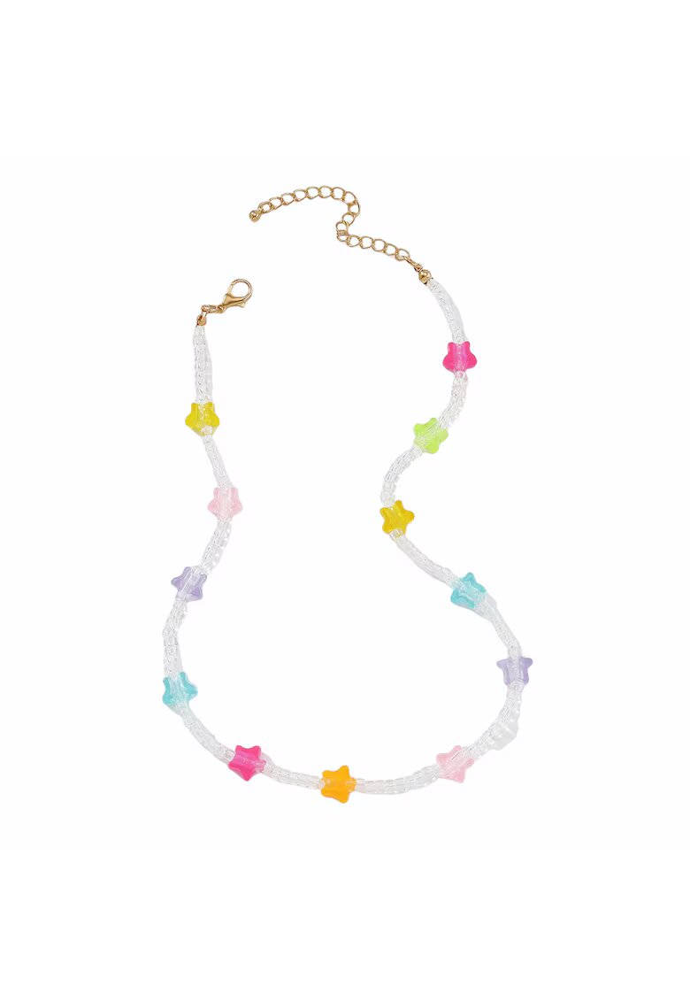 Pursehuit Colier auriu - cu margelute transparente si stelute colorate - Julieta C13 -