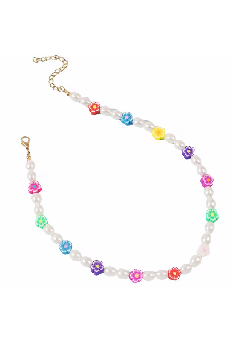 Pursehuit Colier auriu - cu perle si floricele - Judie C15 -