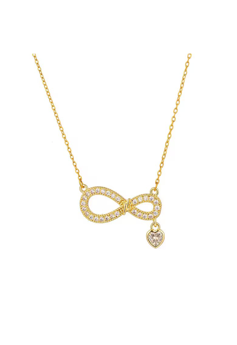 Pursehuit Colier auriu - din otel inoxidabil 316L - placat cu aur 18K PVD - cu simbolul infinitului si pietre din zirconiu - Hedy C3