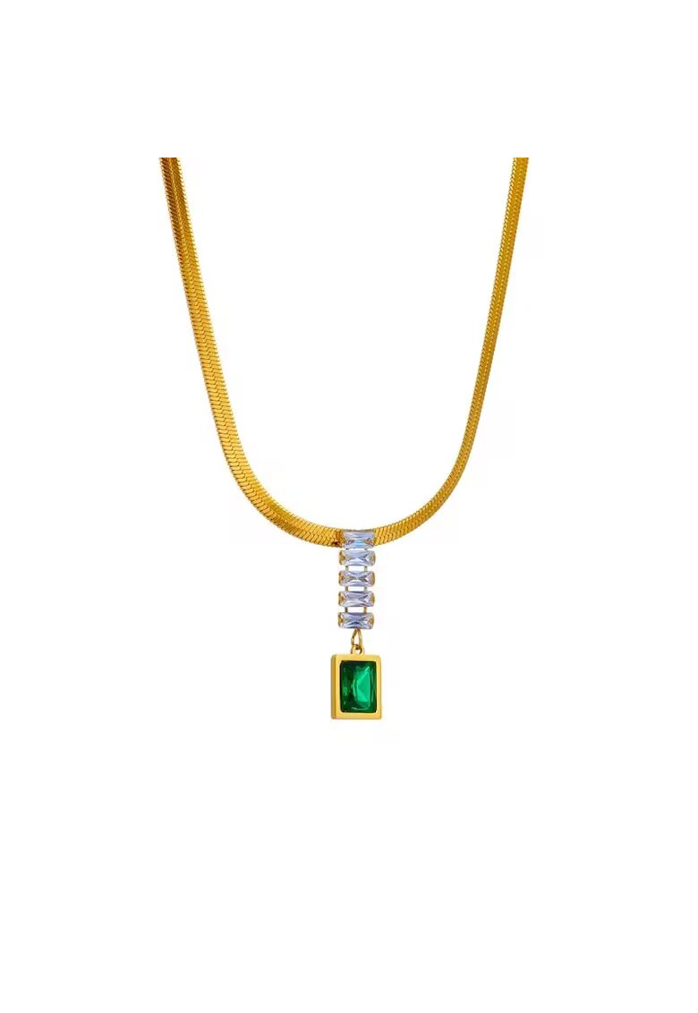 Pursehuit Colier auriu - din otel inoxidabil - cu pietre din zirconiu - suflat cu aur 18k - Rahel C12 OUT