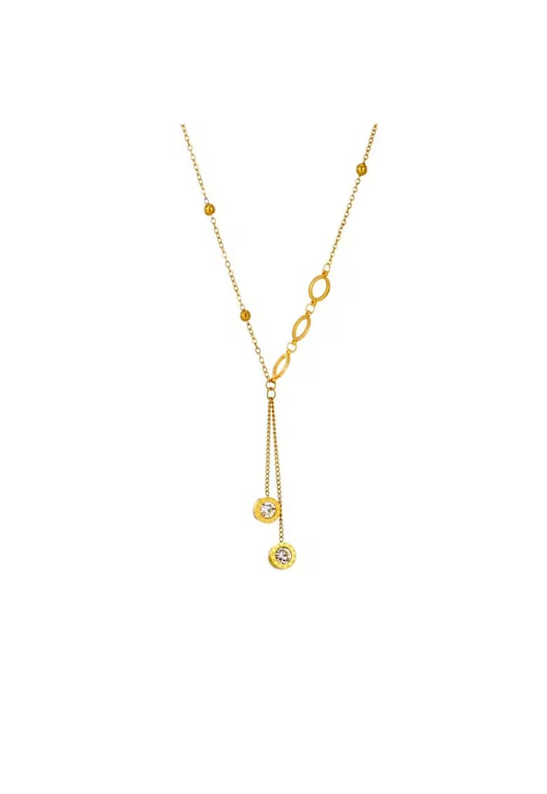 Pursehuit Colier auriu - din otel inoxidabil - cu pietre - suflat cu aur 18k - Raija C9