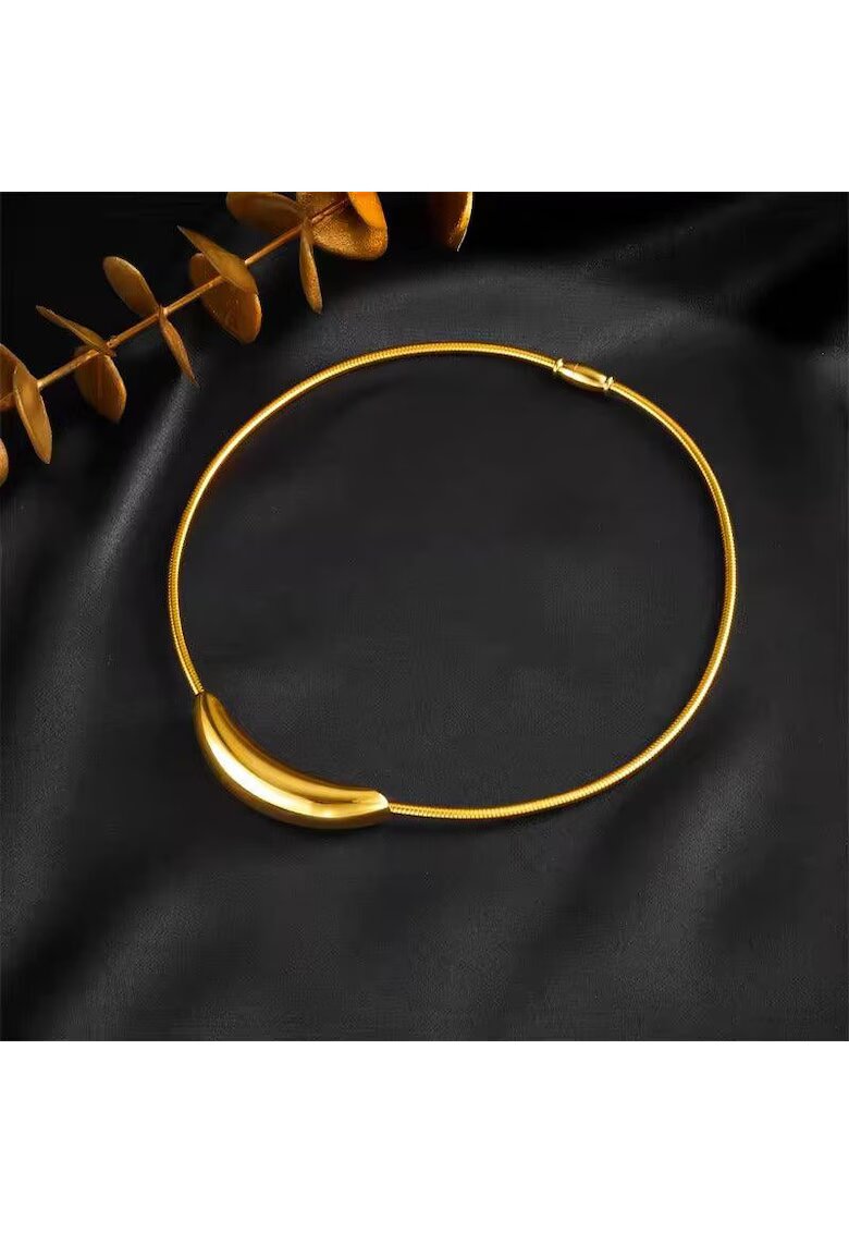 Pursehuit Colier auriu - din otel inoxidabil - design minimalist - suflat cu aur 18k - Toka C2