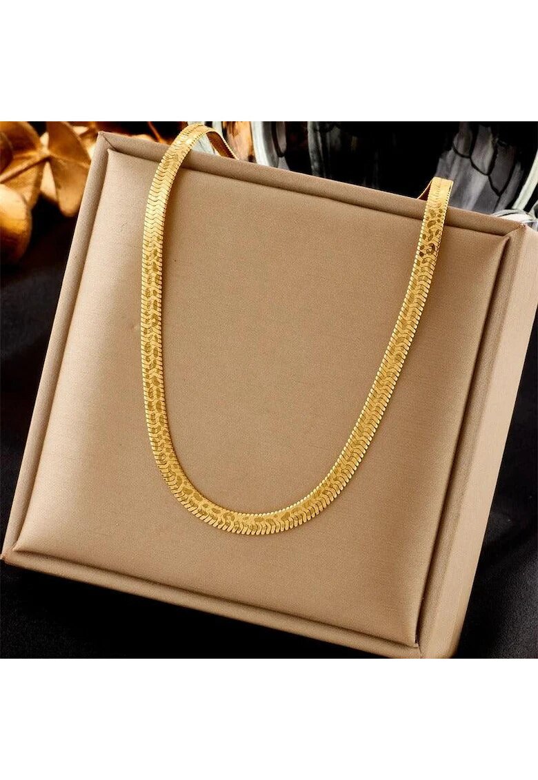 Pursehuit Colier auriu - din otel inoxidabil - stil sarpe - suflat cu aur 18k - Caitlyn C12
