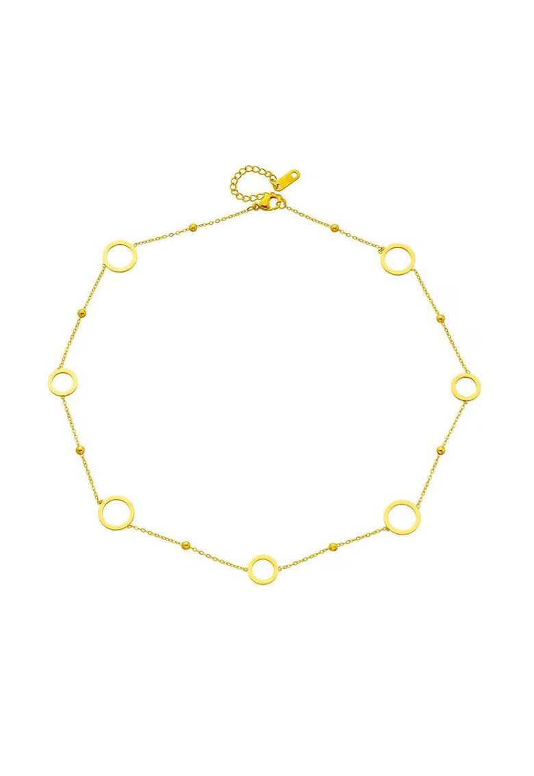 Pursehuit Colier auriu - din otel inoxidabil - suflat cu aur 18k - cu cerculete - Eden C1
