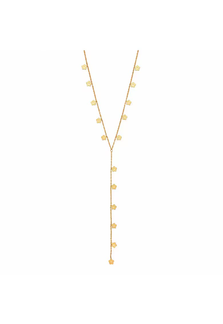 Pursehuit Colier auriu - din otel inoxidabil - suflat cu aur 18k - cu floricele - Dylan C1