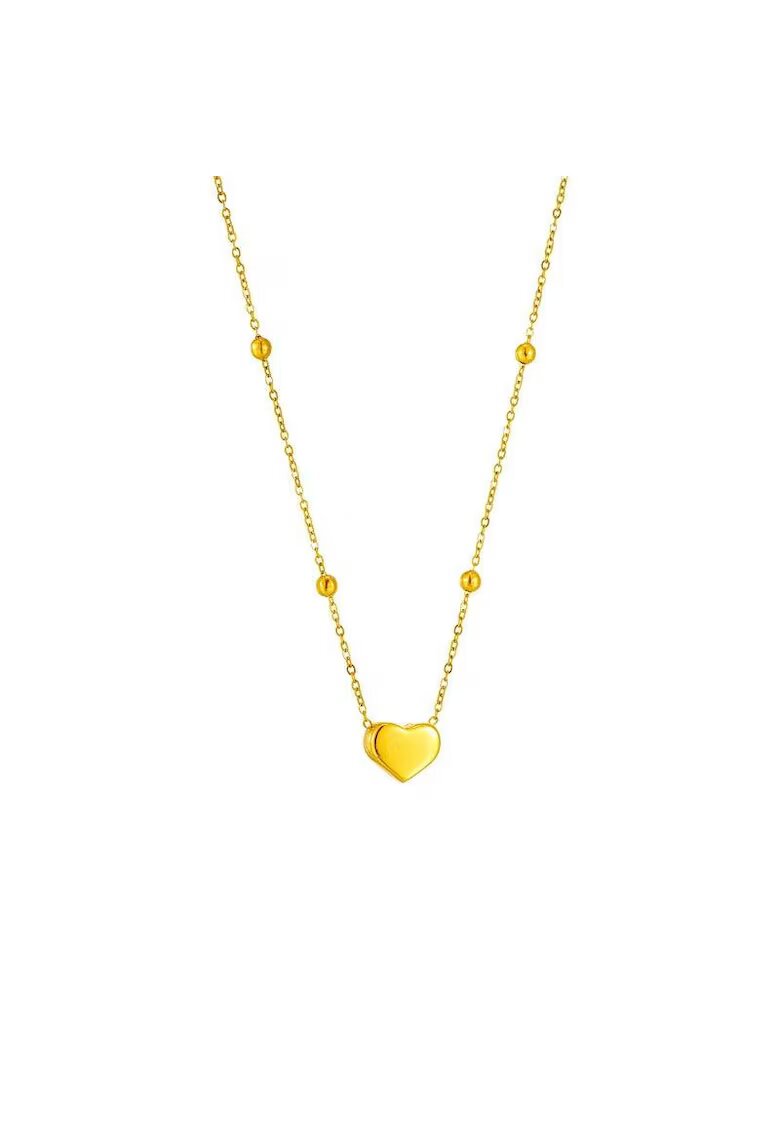 Pursehuit Colier auriu - din otel inoxidabil - suflat cu aur 18k - cu pandantiv inimioara - Edrika C1