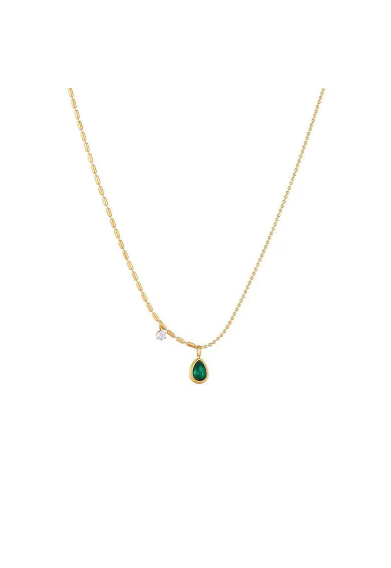 Pursehuit Colier auriu - din otel inoxidabil - suflat cu aur 18k - delicat - cu pietre din zirconiu - Edvina C1