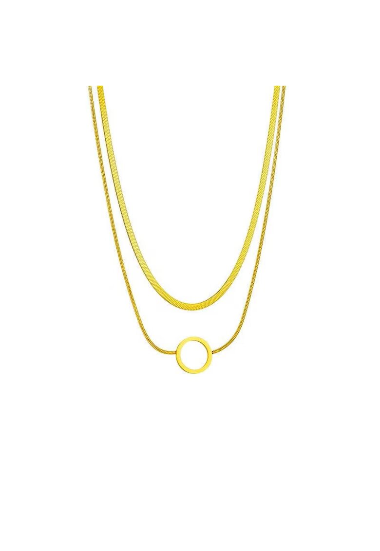 Pursehuit Colier auriu - din otel inoxidabil - suflat cu aur 18k - in 2 straturi - Doris C1