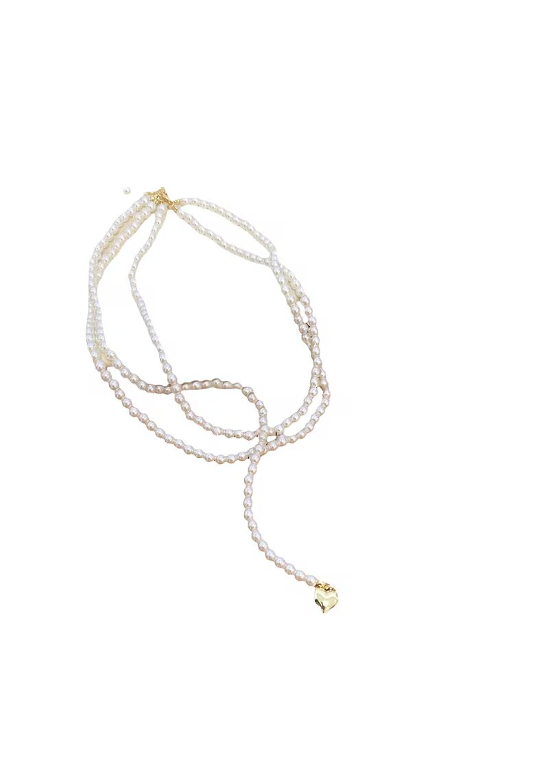 Pursehuit Colier auriu - lung - cu perle si inimioara - Ingun C2 -