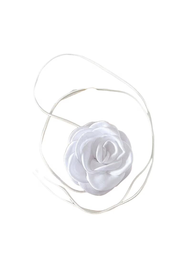 Pursehuit Colier choker - alb - cu floare - Bebiane C14 -