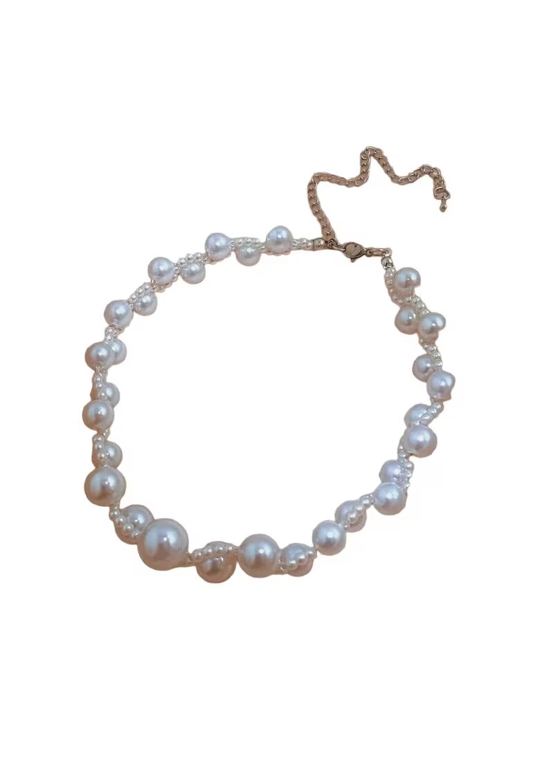 Pursehuit Colier choker argintiu - cu perle - Olla C5
