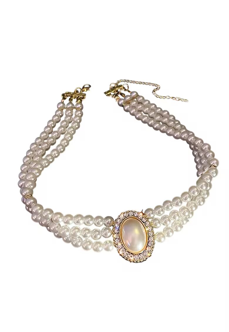 Pursehuit Colier choker auriu - cu perle si pietre - Othine C24