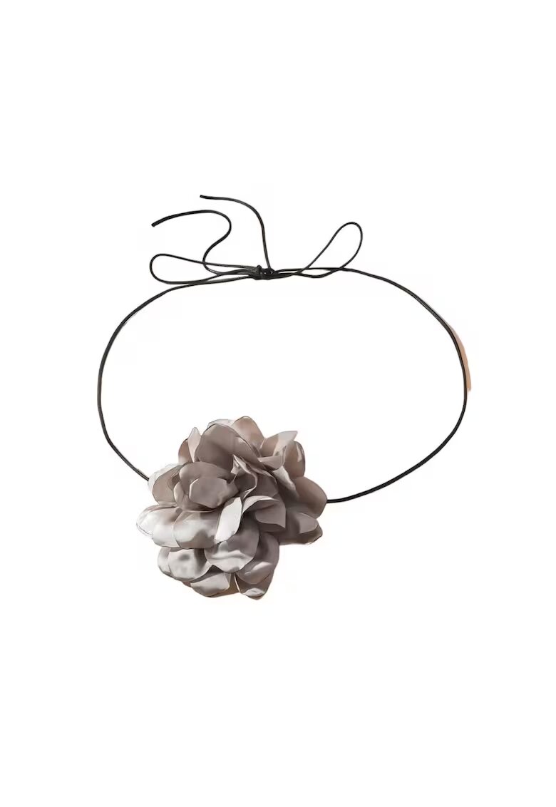 Pursehuit Colier choker - gri - cu floare - Bernadeth C15 -