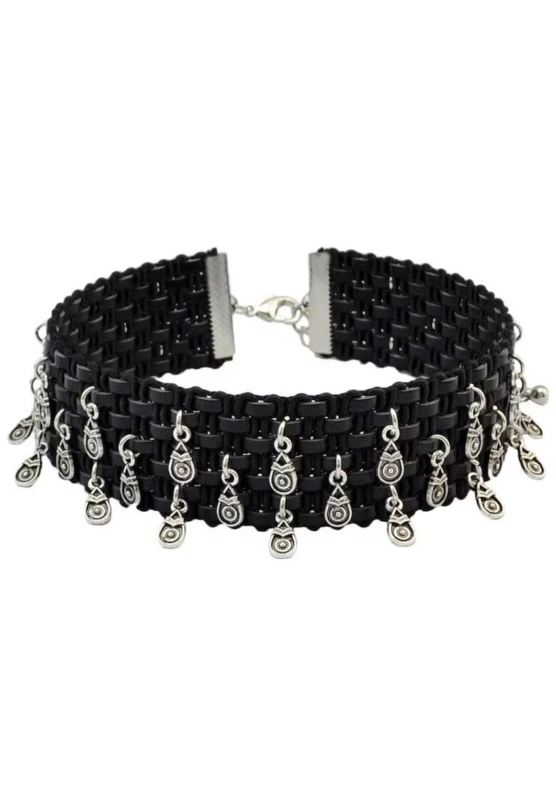 Pursehuit Colier choker negru - cu accesorii argintii - Peta C13 -