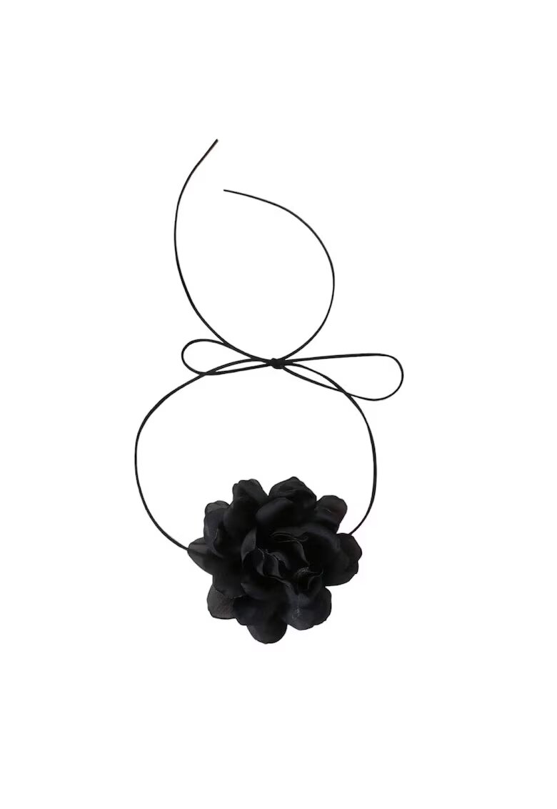 Pursehuit Colier choker - negru - cu floare - Benna C15 -
