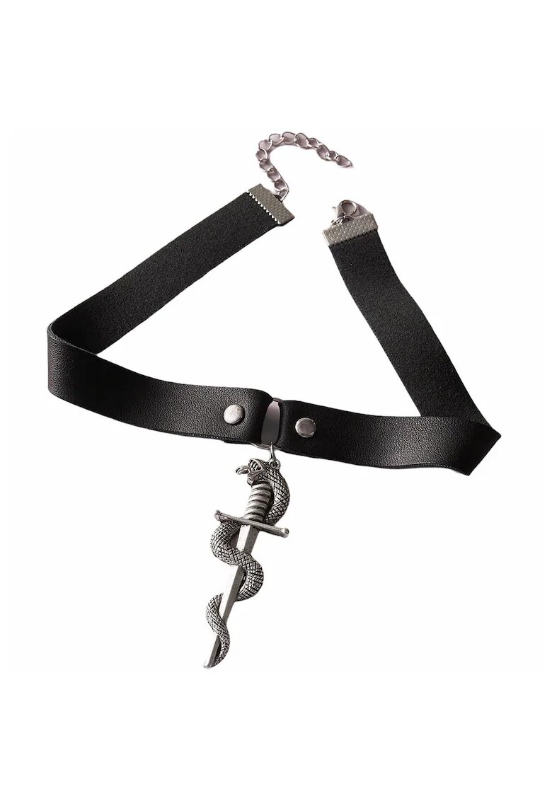 Pursehuit Colier Choker negru - sabie cu sarpe - Nicollette C5 -