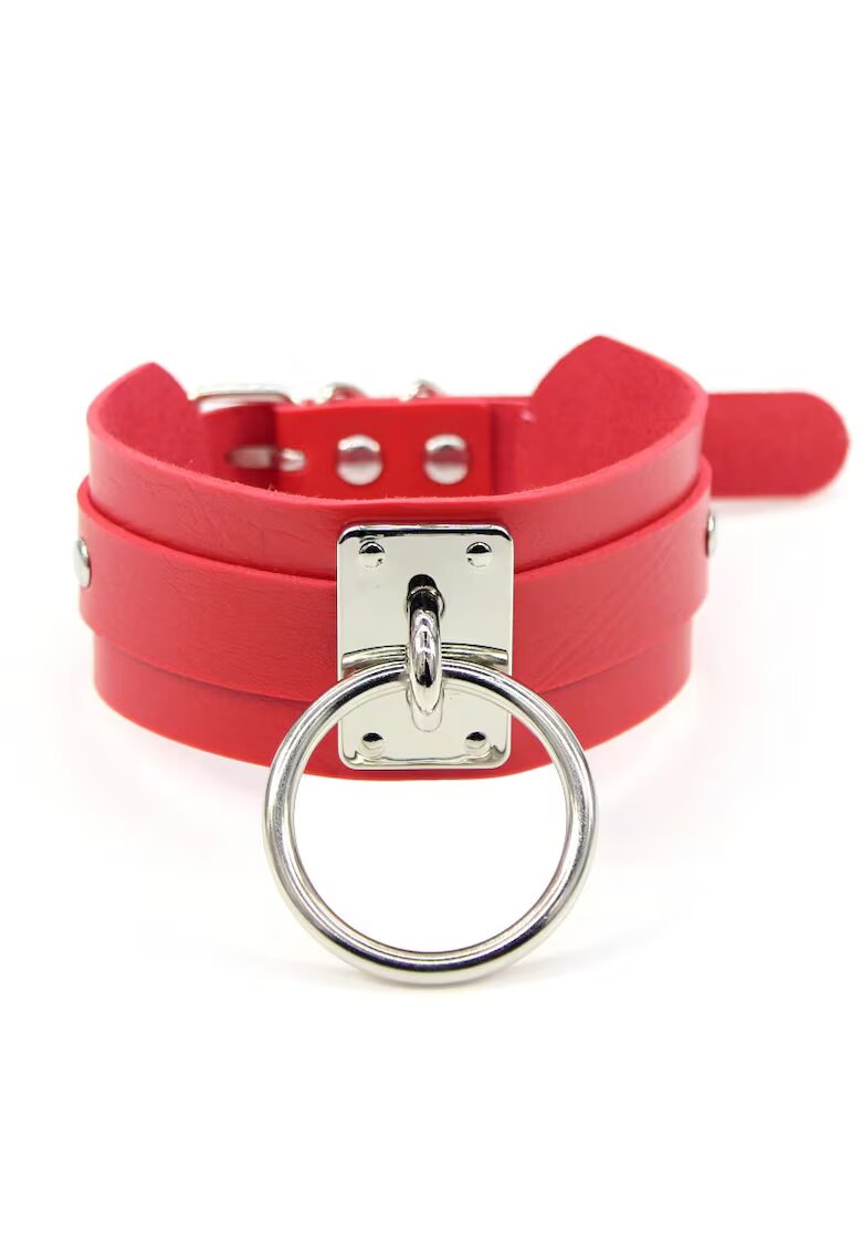 Pursehuit Colier choker rosu - cu pandantiv in forma de cerc - Morton C14 -