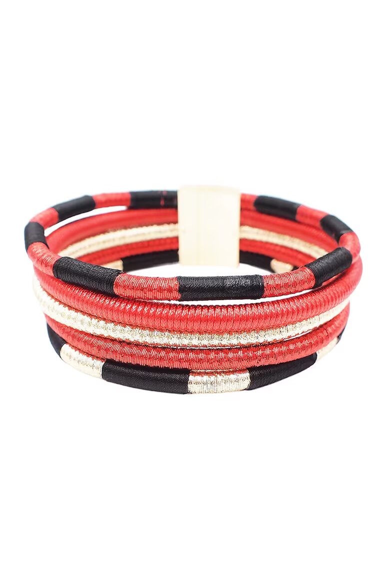 Pursehuit Colier choker - rosu - stil african - Ferdina C9 -