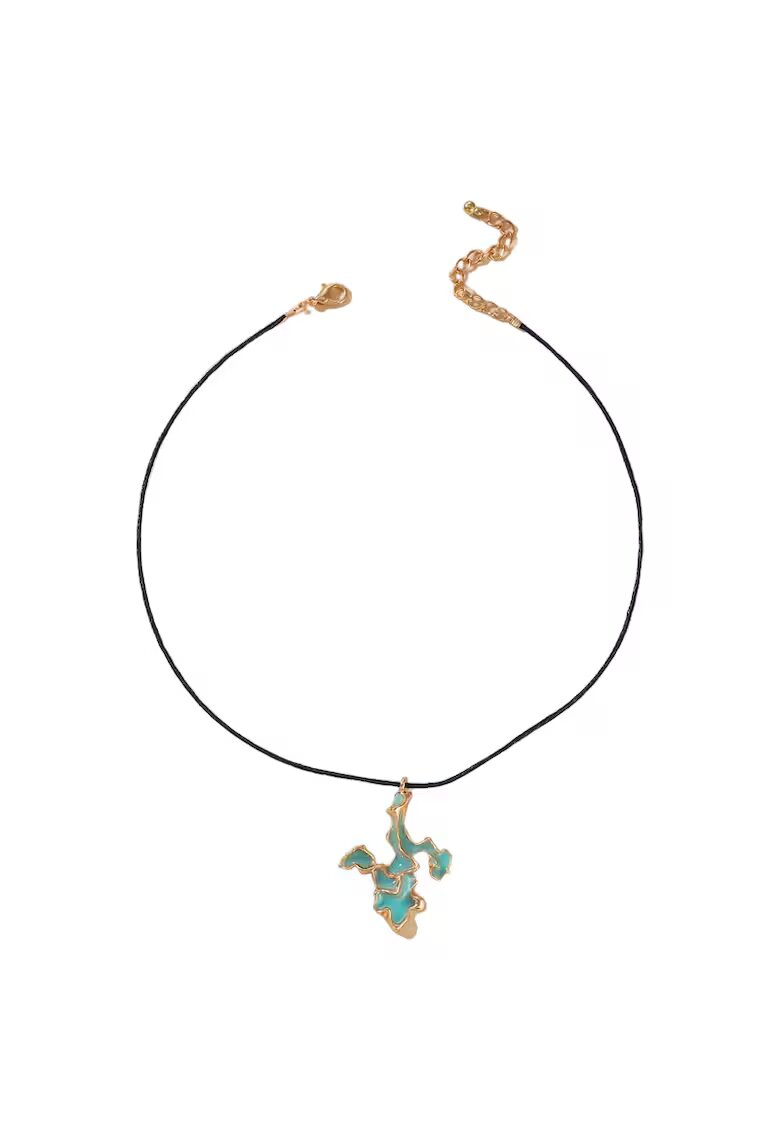 Pursehuit Colier cu snur si pandantiv auriu - in forma abstracta - Teoline C28 -