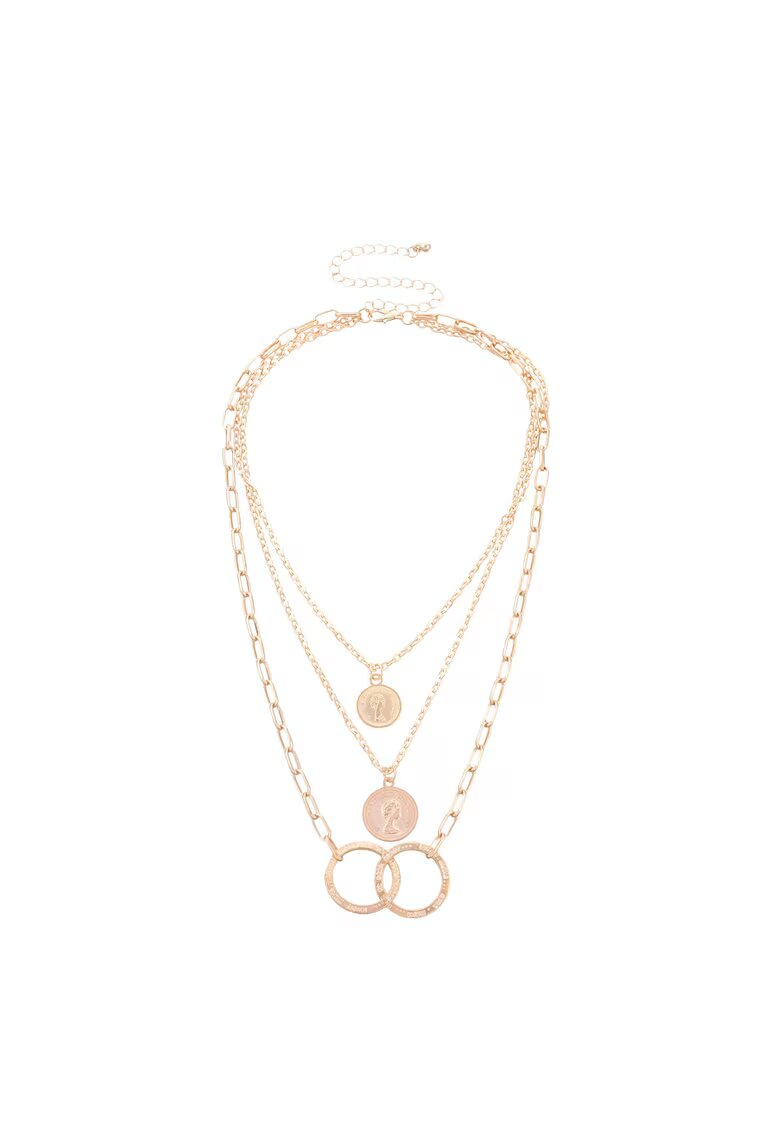 Pursehuit Colier in 3 straturi - auriu - cu banuti - Desire C14 -