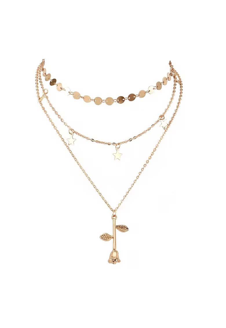 Pursehuit Colier in 3 straturi - auriu - cu stelute - Dorethea C24 -