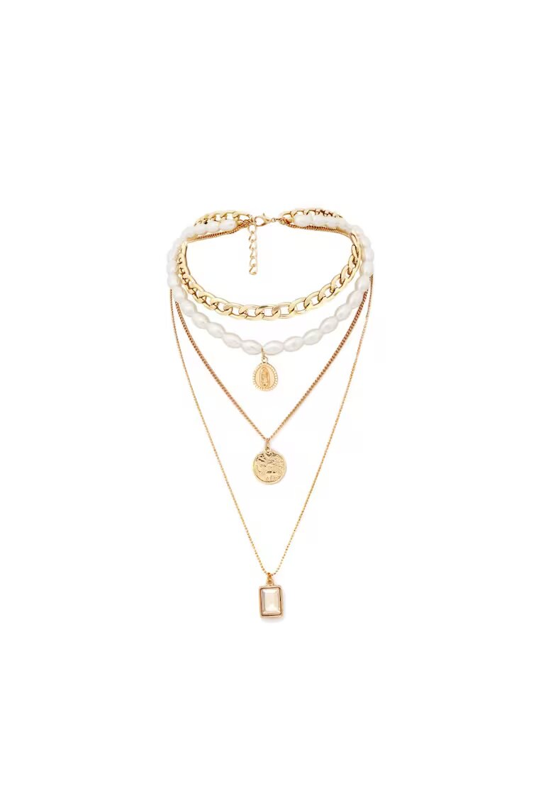Pursehuit Colier in 3 straturi - cu perle - auriu - Linetthe C3 -