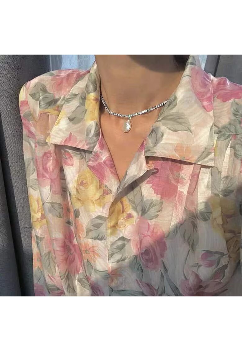 Pursehuit Colier tennis - argintiu - cu pietre si perla - Lorentina C18 -