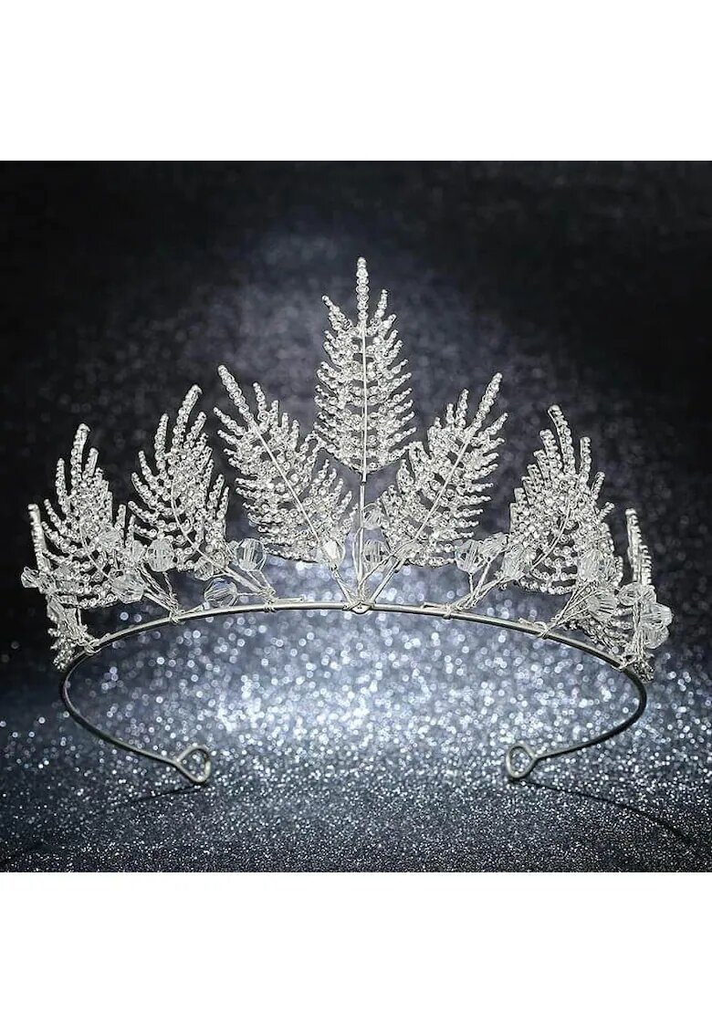 Pursehuit Coronita argintie - cu frunze si pietre - Magret C2 -