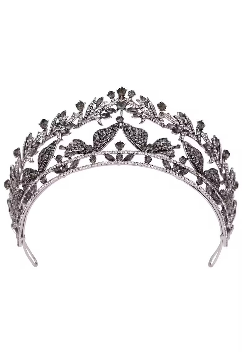 Pursehuit Coronita argintie - cu pietre gri si verzi - Amanda C6 -