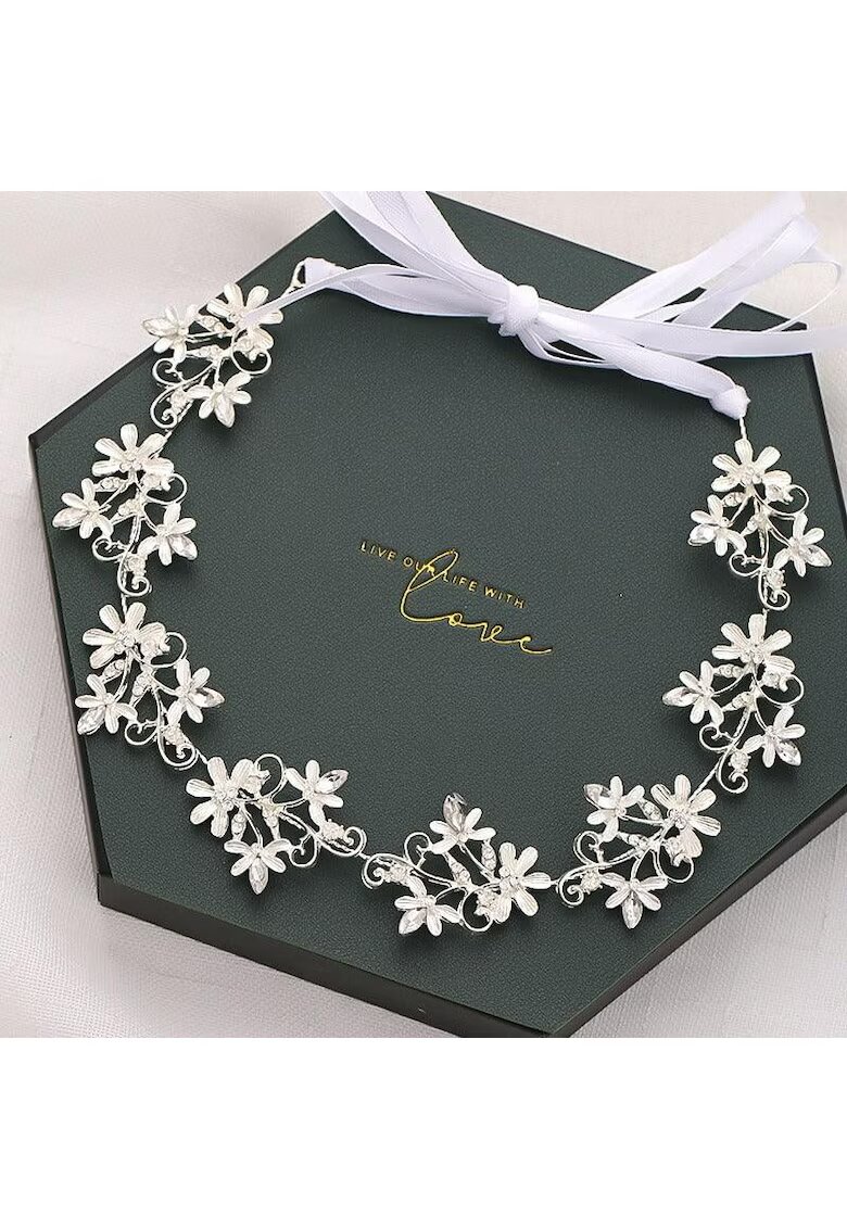 Pursehuit Coronita modelatoare - argintie - cu floricele si pietre - Alfa C6 -