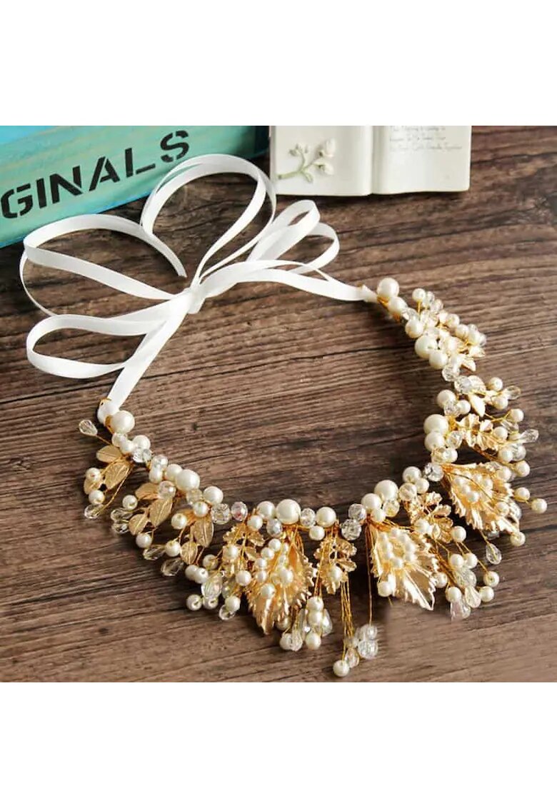 Pursehuit Coronita modelatoare - cu frunze aurii si perle - Maibel C1 -