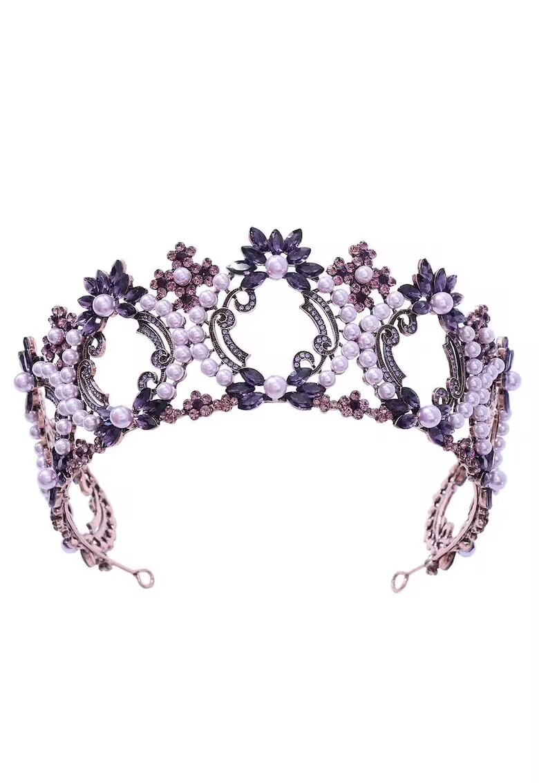 Pursehuit Coronita rose gold - cu perle si pietre mov - Amandus C6 -