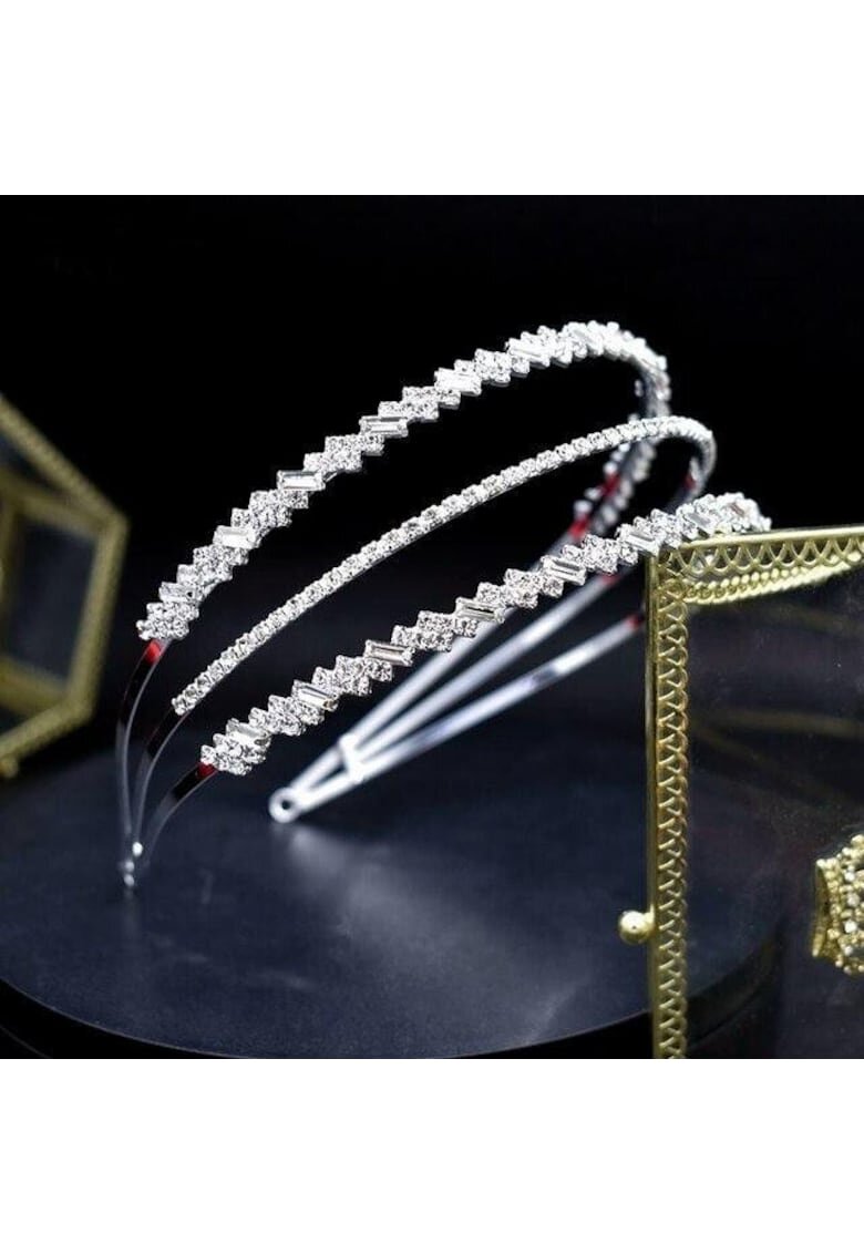Pursehuit Diadema argintie - in 3 straturi - cu pietre - Ingrid C1