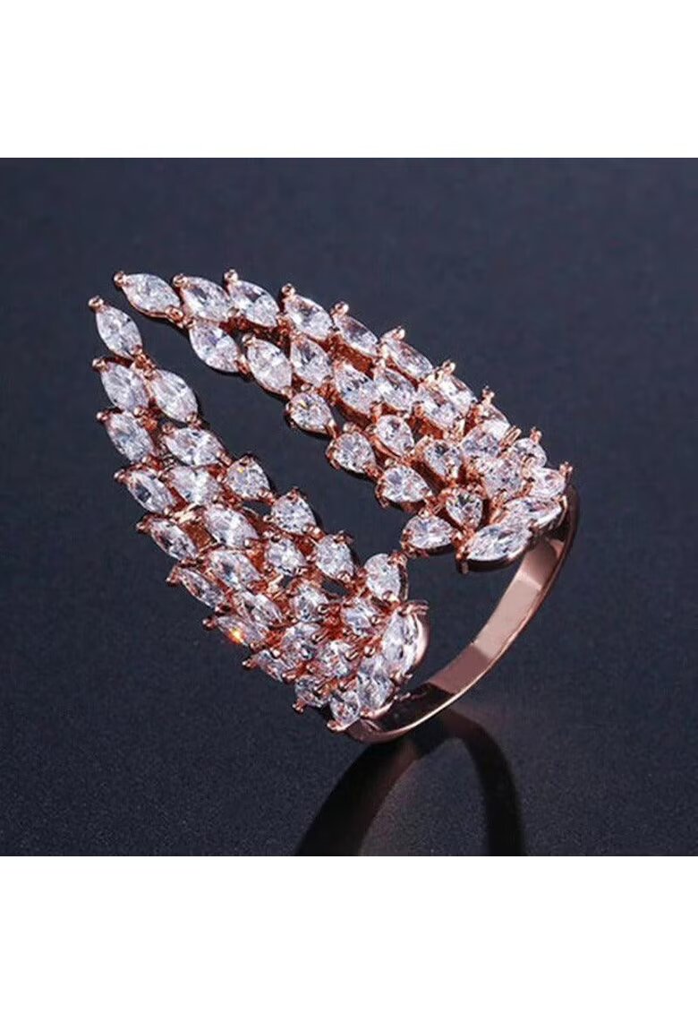 Pursehuit Inel rose gold - ajustabil - forma de aripi - cu pietre din zirconiu - Jarvis C9 -