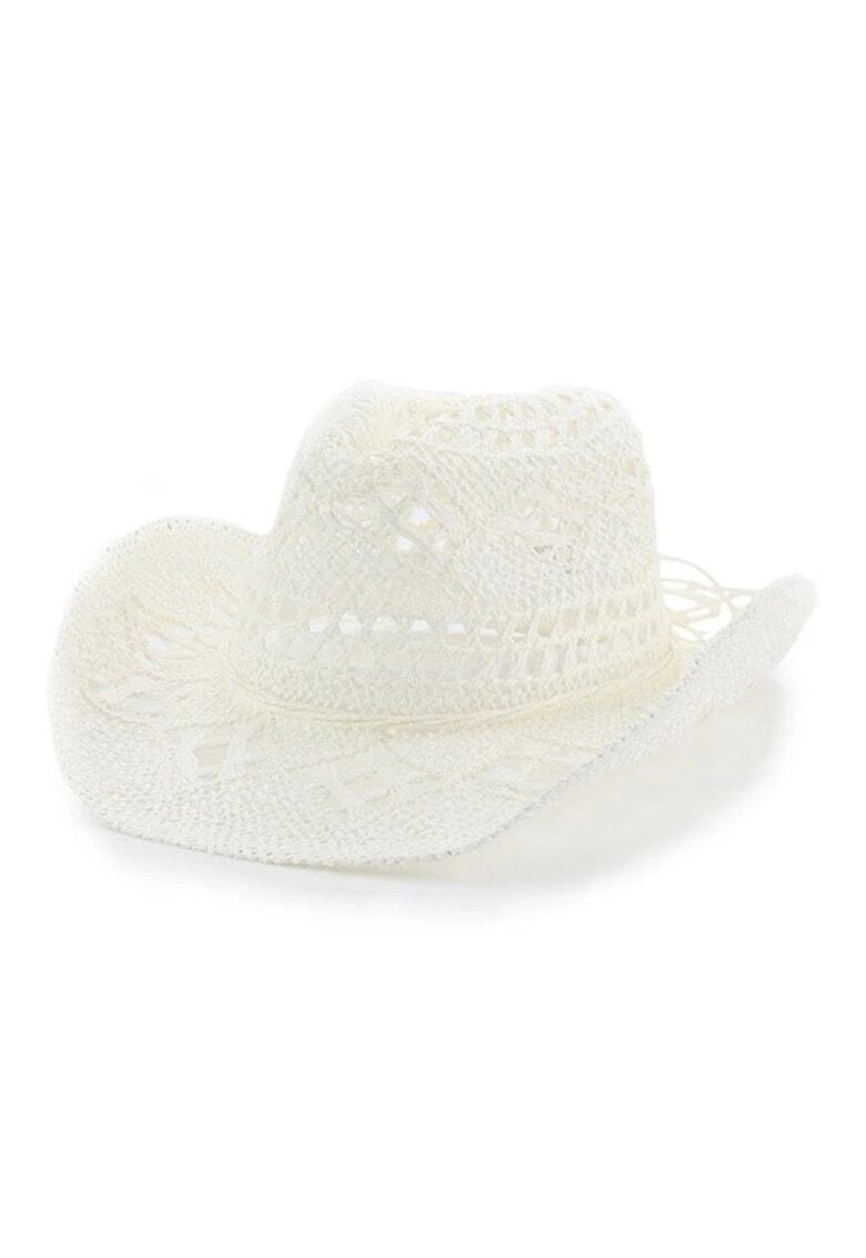 Pursehuit Palarie dama - alba - stil cowboy - de vara - Celia - Alb