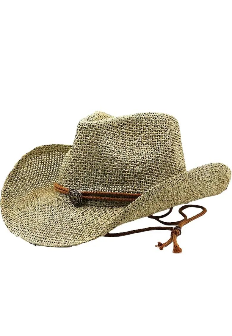 Pursehuit Palarie dama - bej - de vara - din paie - stil cowboy - Adelita -