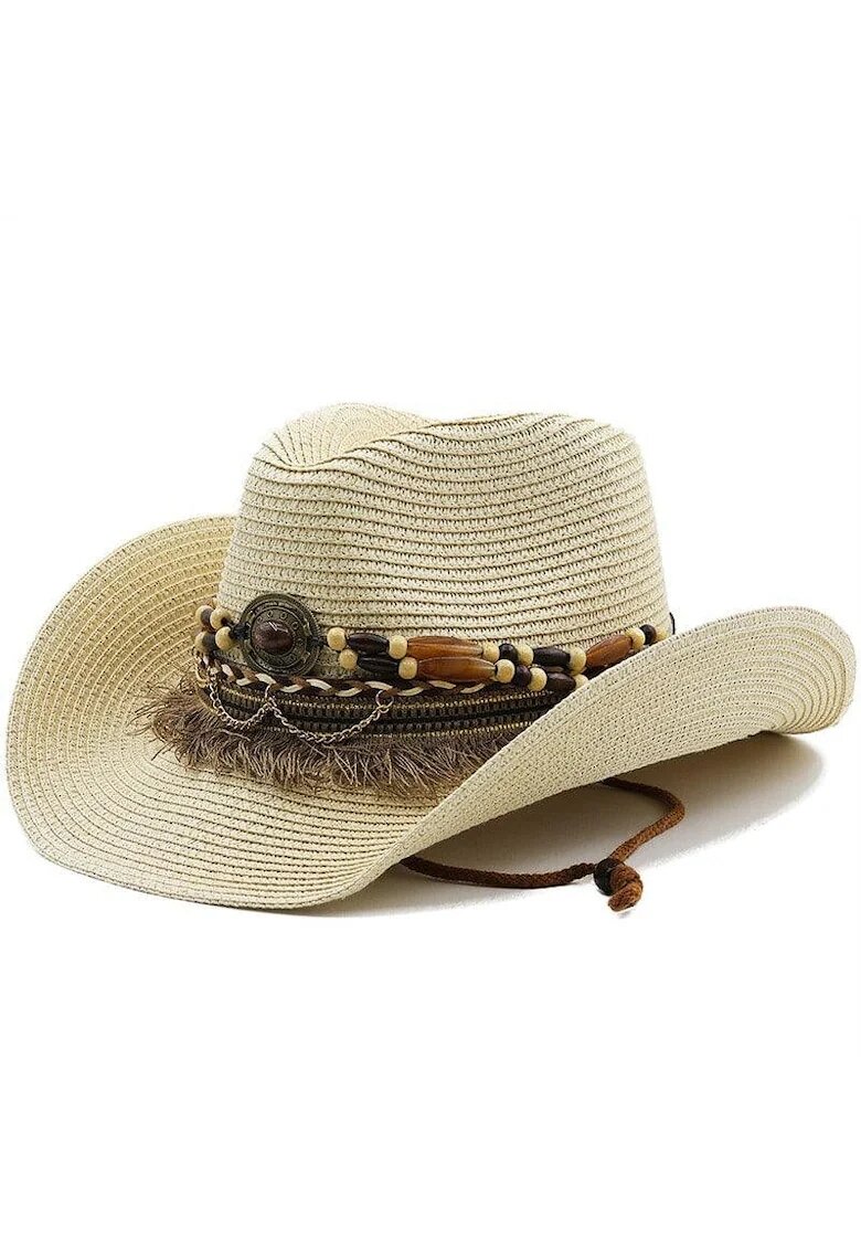 Pursehuit Palarie dama - bej - de vara - stil cowboy - Anemarie
