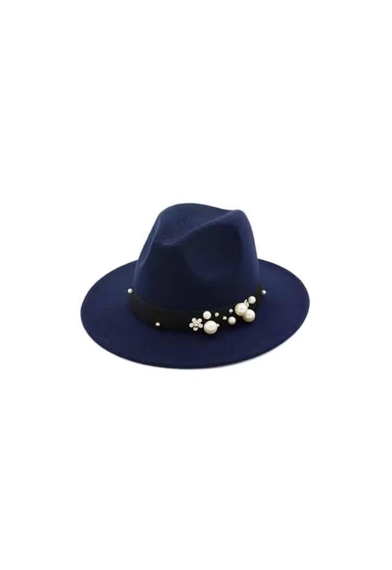 Pursehuit Palarie dama - bleumarin - cu perle - Nando -
