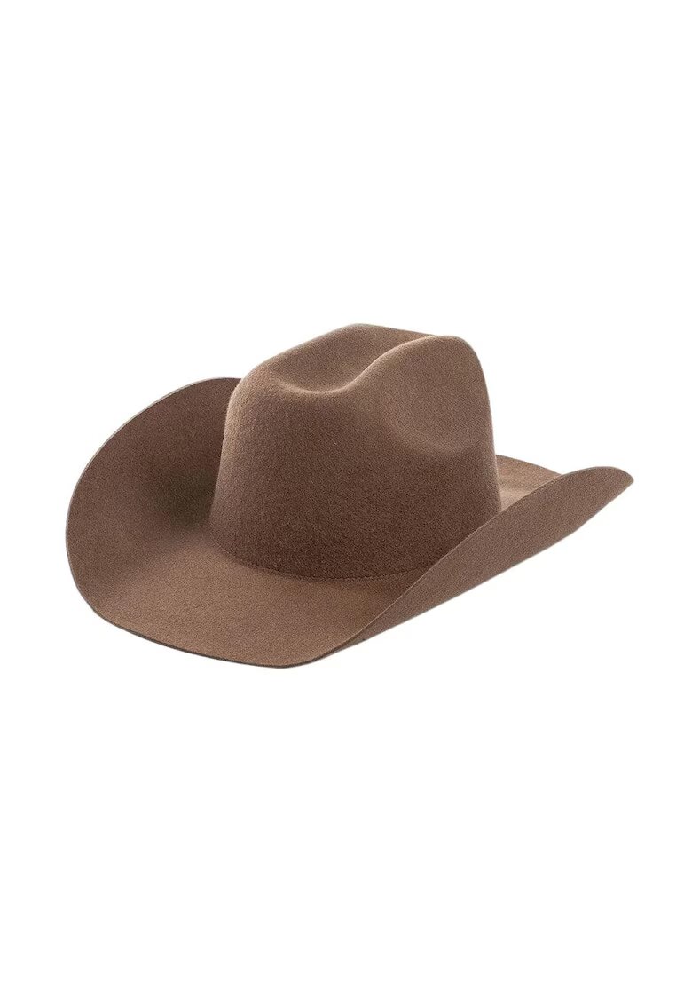 Pursehuit Palarie dama - maro - din lana - stil cowboy - Malfrid -