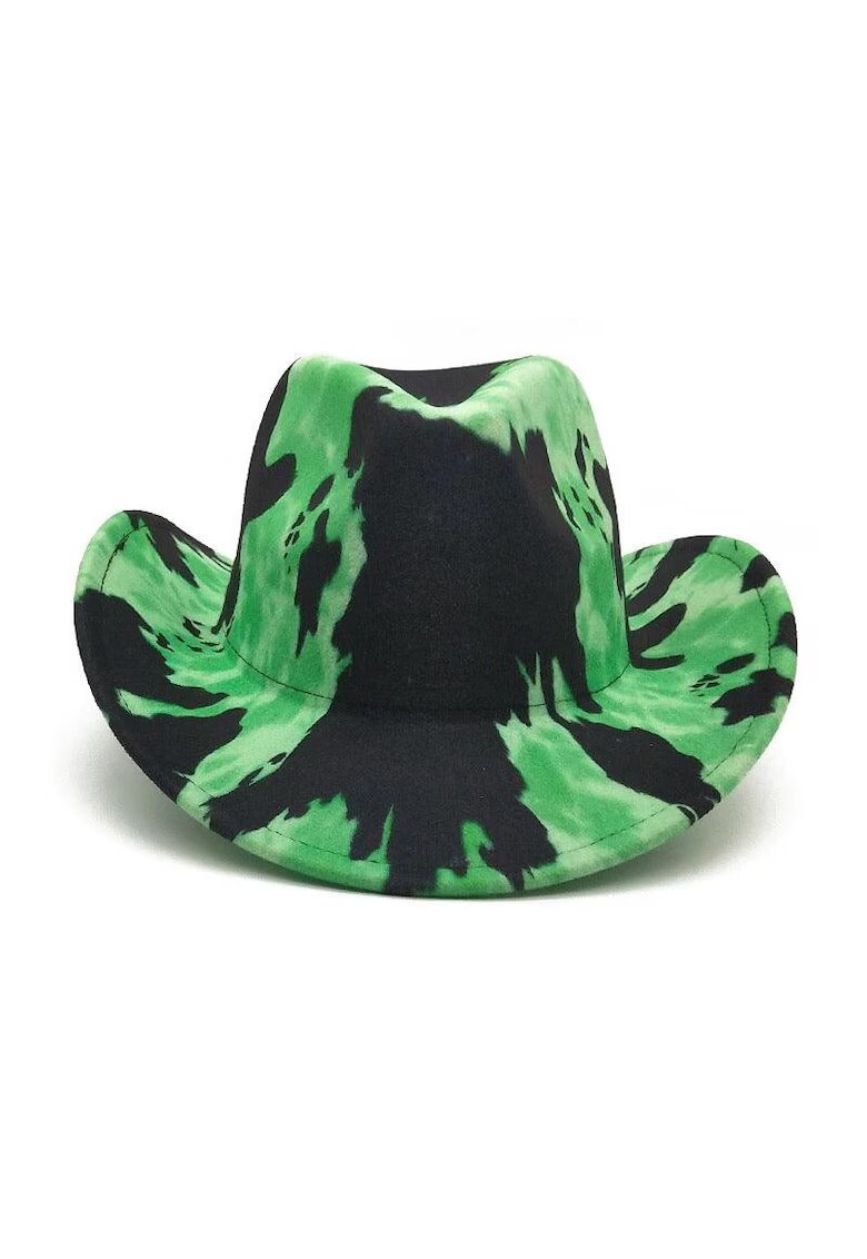 Pursehuit Palarie dama - verde - stil cowboy - cu pete negre - marime universala - Helga -