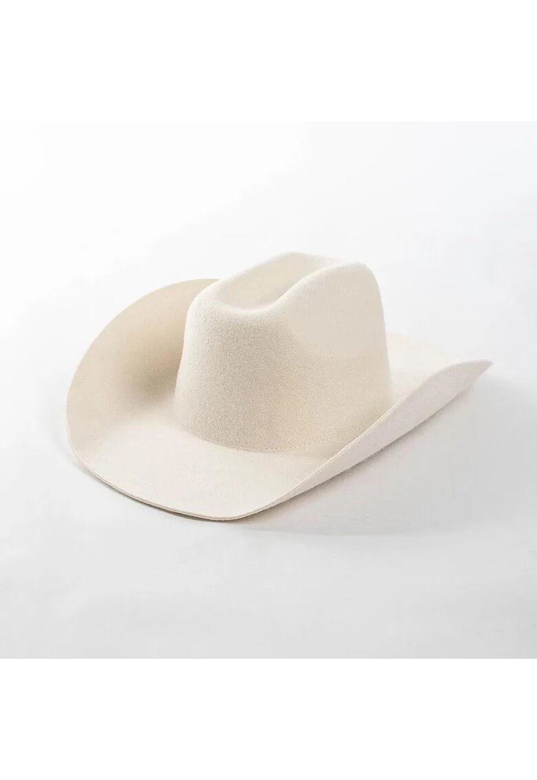 Pursehuit Palarie Fedora - alb unt - din lana - stil cowboy - reglabila - Chelsea