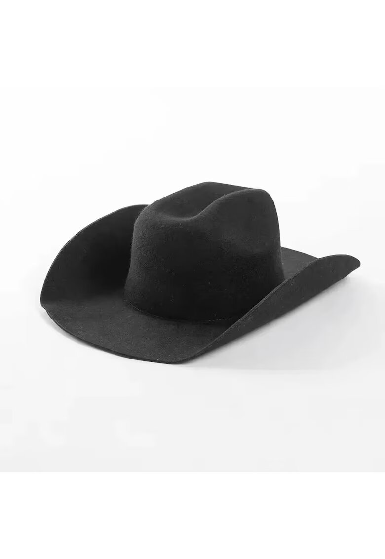Pursehuit Palarie Fedora - neagra - din lana - stil cowboy - reglabila - Daria