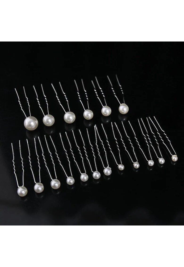 Pursehuit Set 18 ace de par - argintii - cu perle - Elvard C15 -