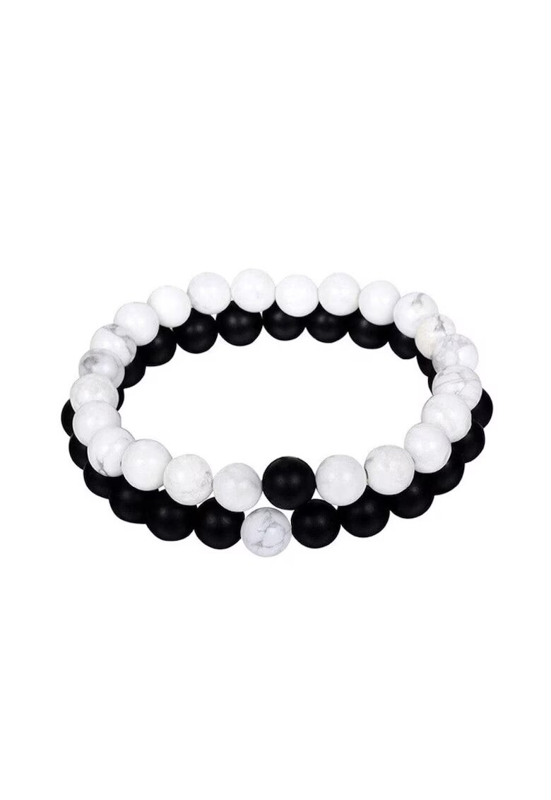 Pursehuit Set 2 bratari - cu margele negre si albe - 19 cm - Odalia C2